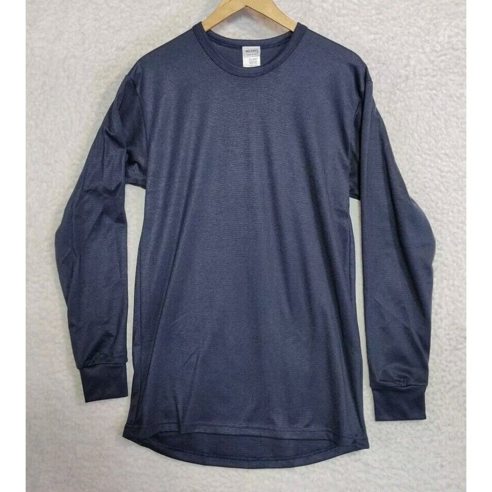 Vtg Wickers Base Layer Shirt Blue Long Sleeve Men's Large Tall Made in USA